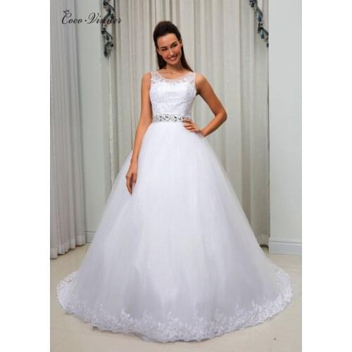 Sheer Neck Illusion Plus Size Ball Gown Wedding Dress vestido de noiva Lace Appliques Crystal Bead Belt Wedding Gown W0096