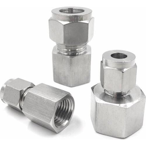 1/4" 1/2" BSP NPT Female Thread x 8mm 10mm 12mm 1/4 1/2 OD Tube Double Ferrule Compression Fitting Connector Stainless Steel 304