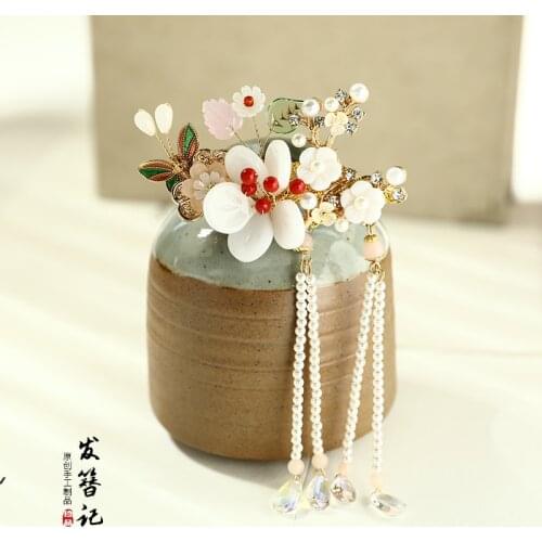 Chinese vintage butterfly tassel handmade hairpin hair sticks Hair clip accessories Headwear for hanfu kimono COSPLAY 1pc