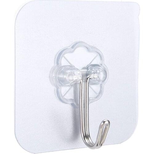 10Pcs 6x6cm Door Wall Hangers Transparent Strong Self Adhesive Multi-purpose Suction Cup Sucker Hooks for Kitchen Bathroom