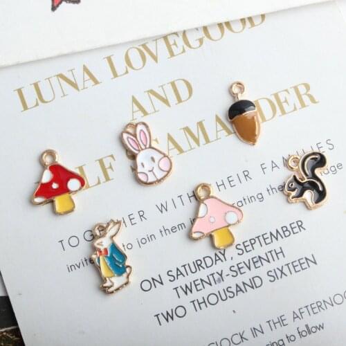 New 10pcs Cartoon Alloy enamel Mushroom Animal charms fit Bracelet earrings necklace keychain DIY jewelry Findings accessories
