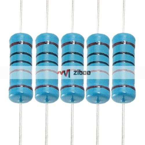 100 x 3 Watt 1% 1K Ohm Through Hole Metal Film Resistors 6 x 17mm Blue 80mm