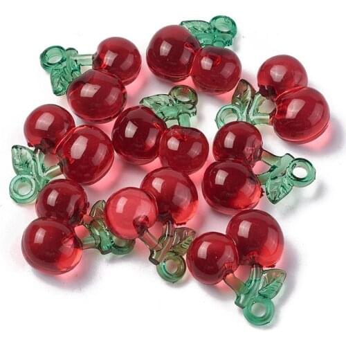5pcs Korea Acrylic Cherry Strawberry Pendants Red For Jewelry making DIY Earrings Necklace Decor Accessories