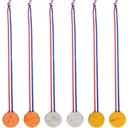 5 PCS Plastic Winner Gold Medal Award Encourage School Reward Supplies Outdoor Games Kids Games Toy For Children Photo Props