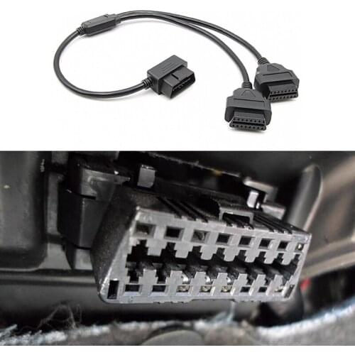 50cm Y Style OBD 2 OBDII Adapter Splitter Cable Male to Dual Female OBD2 Diagnostic-Tool Car Connector Cable