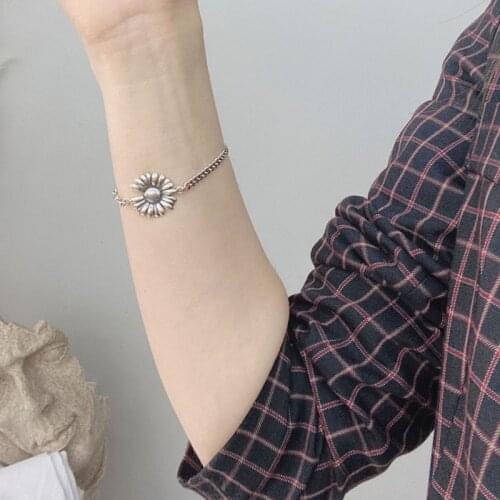 925 sterling silver light luxury flower bracelet tide ins cold wind Bohemia bracelet for female Cute Romantic jewelry