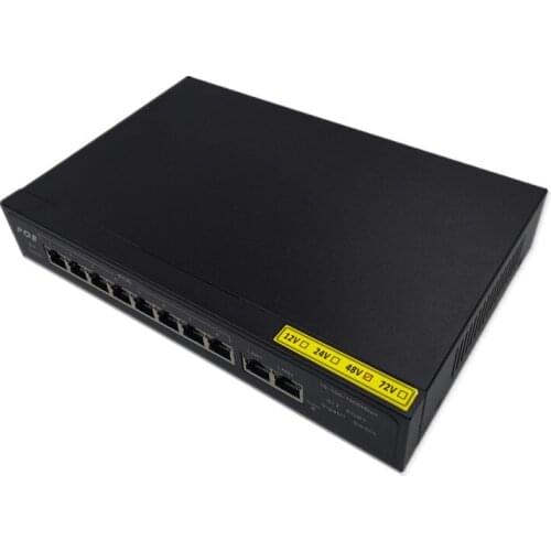 ANDDEAR VV9-24v~48v 8 port gigabit unmanaged poe switch 8*10/100 mbps POE poort; 2*10/100 mbps UP Link poort; NVR poort