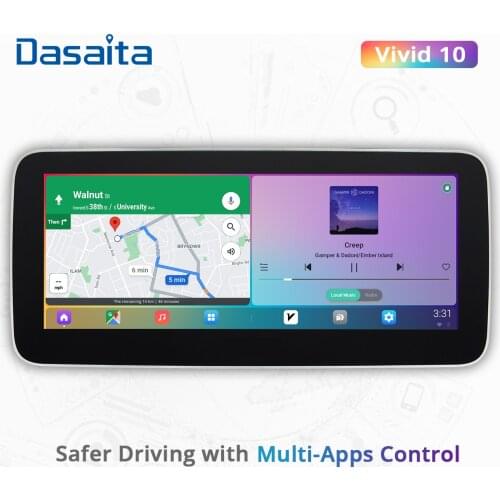 Dasaita Vivid Radio 2 Din Android 10 Carplay Android Auto Car stereo 10.25" Touch Screen IPS 1280*480 Bluetooth GPS Navigation