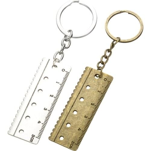 ISINYEE Fashion 5cm Ruler Key Chains For Men Women Girls Cars Motocycles Bags Punk Vintage Keychain Keyrings Tool Jewelry