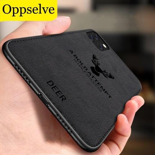 Phone Case For iPhone 12 11 Pro X XR XS MAX Ultra Slim Canvas Fabric Embossed Deer Capinhas For iPhone 8 7 6 6S Soft TPU Coques