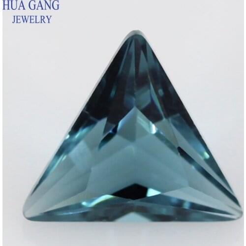 Ink Blue Triangle Shape Princess Cut Loose Glass Beads Synthetic Gems For Jewelry Size 3x3~8x8mm Free Shipping