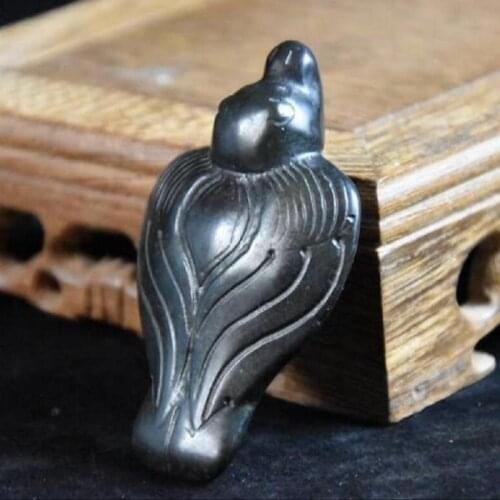 Hongshan culture archaize black iron meteorite sculpture wild goose statue