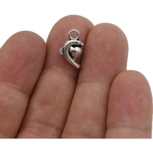 JAKONGO Silver Plated Dolphin Charms Pendants for Jewelry Making Bracelet DIY Accessories 15x9mm 20pcs