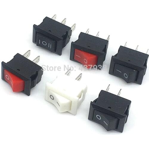 10pcs Push Button Switch 10x15mm SPST 2/3Pin 2/3 Position 3A 250V KCD11 On/Off/ON Boat Rocker Switch 10MM*15MM Black Red White