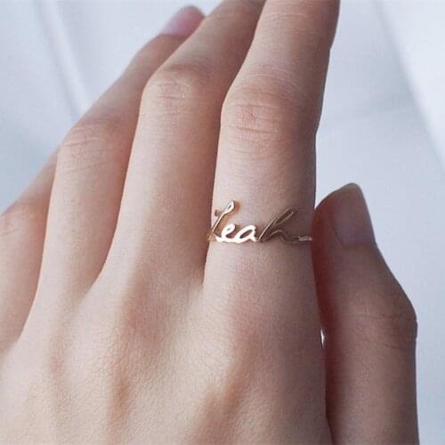 Custom Name Ring Stainless Steel Bague Gold Personalized Ring Minimal Name Jewelry Cursive Word Ring For Women