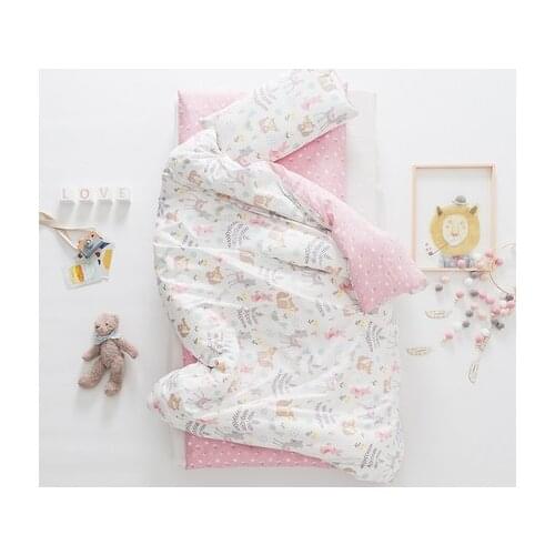 3Pcs Cartoon Baby Bedding Set For Newborns Kid Bed Linen For Boy Pure Cotton Woven Crib Bedding Duvet Cover Pillocase Sheet