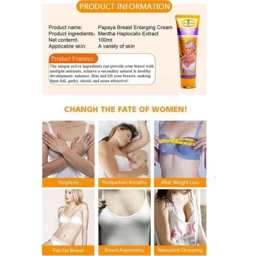 100g Beauty Cream Papaya Essence Breast Care Curve Sexy Breast Enhancement Cream Breast Body Care Lifting Firming C9E3