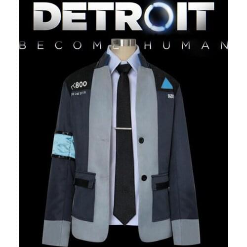 Game Detroit: Become Human Connor Cosplay Costume RK800 Agent Suit Halloween Carnival Uniforms Mens Formal Coat+Tie Custom Made