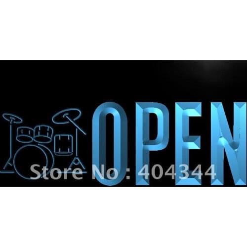 LK783- OPEN Drum Band Music Rock n Roll LED Neon Light Sign home decor crafts