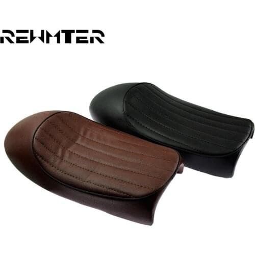 Motorcycle Cafe Racer Seat Universal Modified Vertical Stripes Seat Black/Brown For Honda Bikes Flat Frame Bike Models