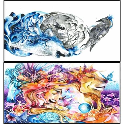 5D Diy Diamond Painting Animals Lion Couple Full Square Diamond Mosaic Cross Stitch Kit Diamond Paint Full Dill Embroidery Wolf