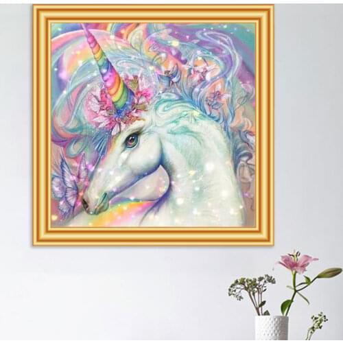 Full Suqare Round Drill 5D DIY Diamond Painting Unicorn Cross Stitch Diamond Embroidery Animal Mosaic Picture of Rhinestones