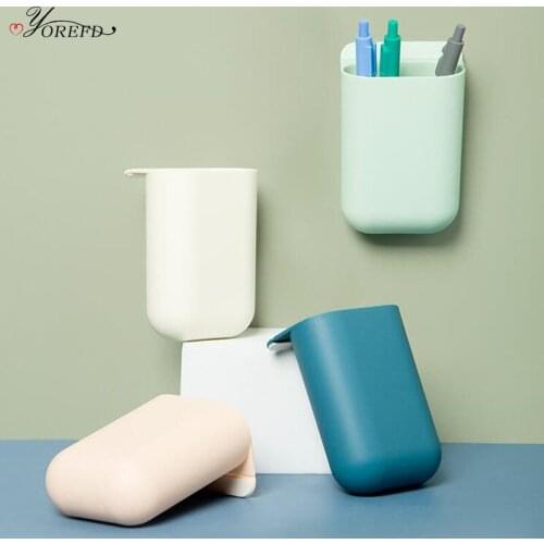 OYOREFD Wall Mounted Home Office Desk Organizer Box Self Adhesive Pencil Holder Desktop Stationery Organizer Pen Storage Box
