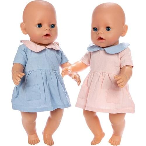 2019 New denim dress Doll Clothes Fit For 43cm baby Doll clothes reborn Doll Accessories