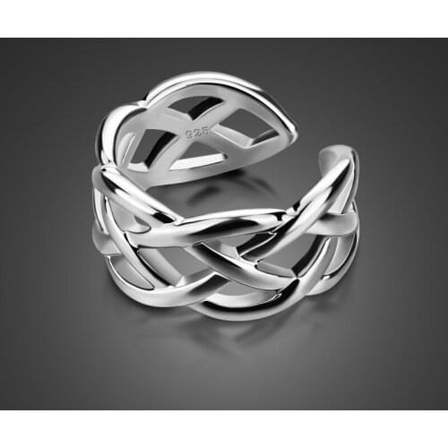 New fashion retro hollow mesh ring. Solid 925 sterling silver 10mm wide ring for women adjustable size. Silver jewelry wholesale