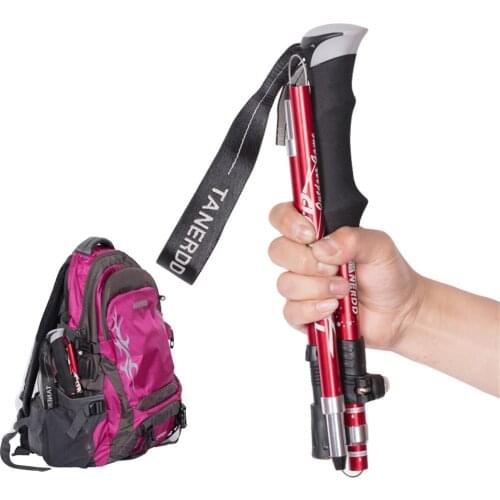 Anti Shock Walking Stick Hiking Trekking Trail Ultralight 4-section Adjustable Canes Aluminum Alloy Folding Cane Walking Sticks