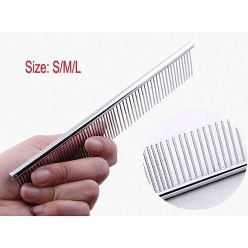 Pet Dog Cat Metal Double Row Teeth Brush Grooming Hair Comb Rake Tool Size S/M/L
