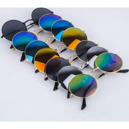 Men Sunglasses Women Retro Punk Style Round Metal Frame Cycling Riding Sunglasses Colorful Lens SunGlasses Eyewear Gafas