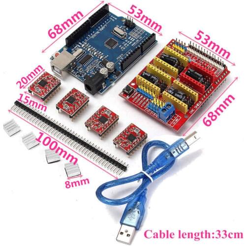 3D Prineter Starter Kit 3D Printer + 4xA4988 Driver + UNO R3 With USB Cable Expansion Board CNC Shield V3 Learning Suit DIY Toy