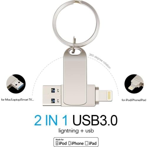 Usb Flash Drive For iPhone 6/6s/6Plus/7/7Plus/8/X Usb/Otg/Lightning pendrive 2 in 1 Pen Drive For iOS memory stick flash disk