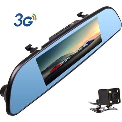 3G Car DVR 7 inch Android 5.0 Dual Lens dash Camera Rearview mirror FHD 1080P video recorder Bluetooth WIFI FM GPS ROM 16GB