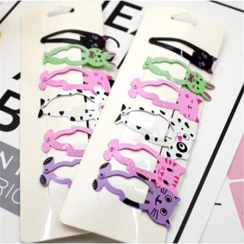 Fashion Children Headwear 6Pcs/Set Animals Hairpins Dog Rabbit Leopard Shape Cartoon BB Hair Clips Headdress for Girls