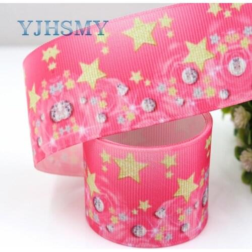 YJHSMY G-18914-1117,10 yards,38 mm Pentagram Ribbons Thermal transfer Printed grosgrain,Gift wrapping DIY Handmade materials