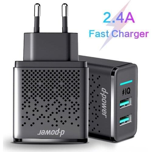 Dual USB Charger 5V 2.4A Fast Charging Wall Charger Adapter US EU Plug Mobile Phone Fast Charger For iPhone Samsung Xiaomi Huawei Nokia LG