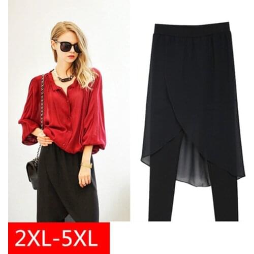 5Xl Plus Big Size Panty Women Spring Autumn 2021 Bermuda Feminina Fashion New Stitch Black Pants Skirts Female A1735