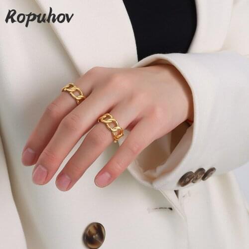 Ropuhov 2021 New 925 Silver Exaggerated Personality Ring Europe America Titanium Steel Plated Open Chain Open Ring Simple Tail