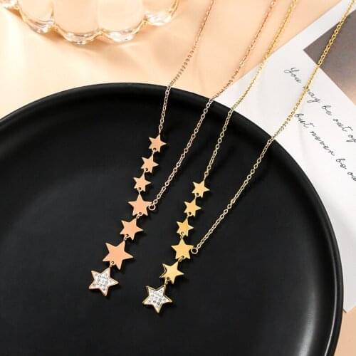 FACEINS Star Necklace For Women Titanium Steel Pendants Necklaces Letter Female Short Chain Trendy Chokers Necklace Temperament