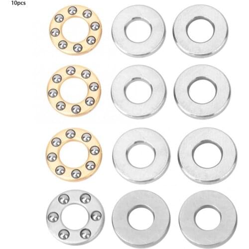 10Pcs F2.5-6M/F3-8M/F4-9M/F4-10M Plane Thrust Needle Roller Ball Bearing Miniature High Precision Metal Axial Flat Bearings Set