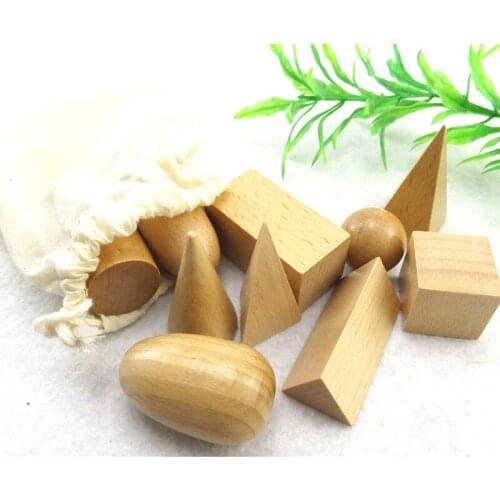 10 pcs Shape Wooden Blocks Toys Funny Math Juguetes Geometry Blocks Wooden Learning Education send bag