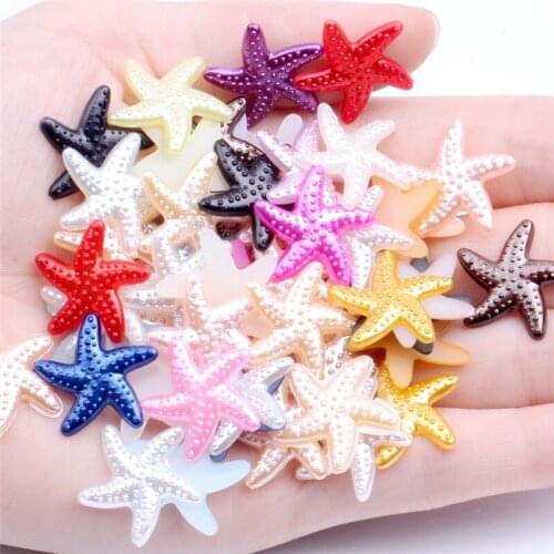 100pcs 20mm Imitation Pearl Color Starfish Flat Back Planar Resin Appliques DIY Craft Phone Shell Patch Arts Hair Accessories