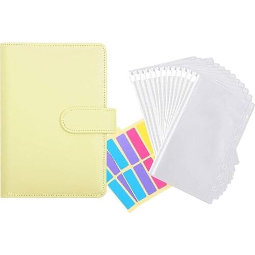 12Pcs of Transparent Plastic A6 Ring Binder Envelope PU Leather 6 Ring Binder,Waterproof Cash Budget Envelope System