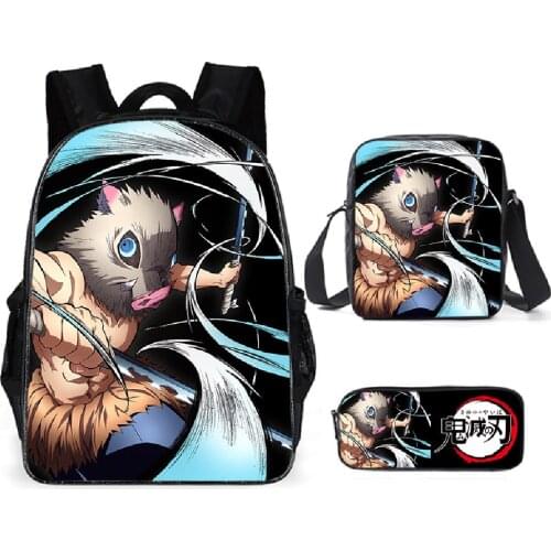 3 PCS Anime Demon Slayer Kimetsu No Yaiba Backpack Boy Girl School Bag Daily Travel Backpack Kid Gift Backpack Schoolbag Mochila