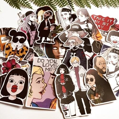 24PCS Punk girl and uncle Stickers Crafts And Scrapbooking book Decorative sticker DIY Stationery