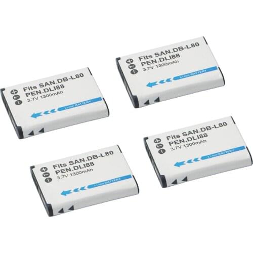 4Pcs DB-L80 DB-L80A DBL80 Rechargeable Camera Battery with pack For Sanyo PC-X1200 X1220 X1250 X1420 CA100