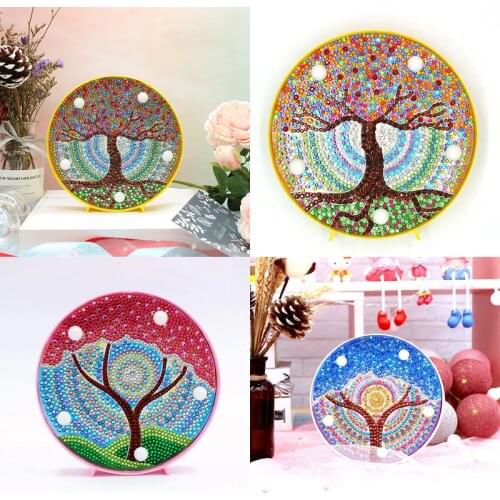 Led Diamond Painting By Numbers Table Light Best Christmas Gift For Kids Shiny Diamond Lamp Four Season Tree Design