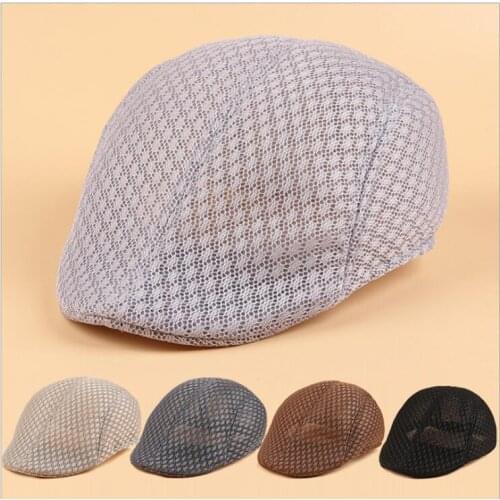 Mens beret summer breathable mesh caps middle-aged and elderly sunscreen sun hat
